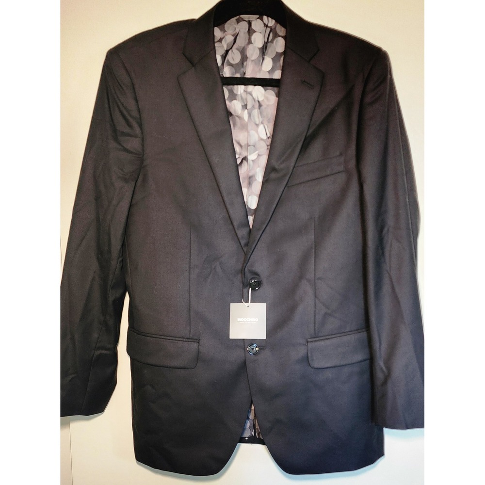 NWT Indochino Newbury 42 Mens Black 100% Wool 2Button Tailored Blazer Jacket NEW